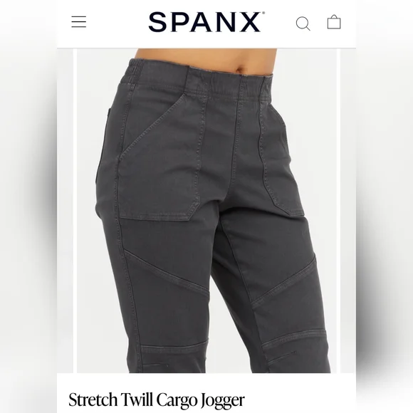 SPANX Stretch Twill Cargo Jogger, "washed black", small - Picture 7 of 7